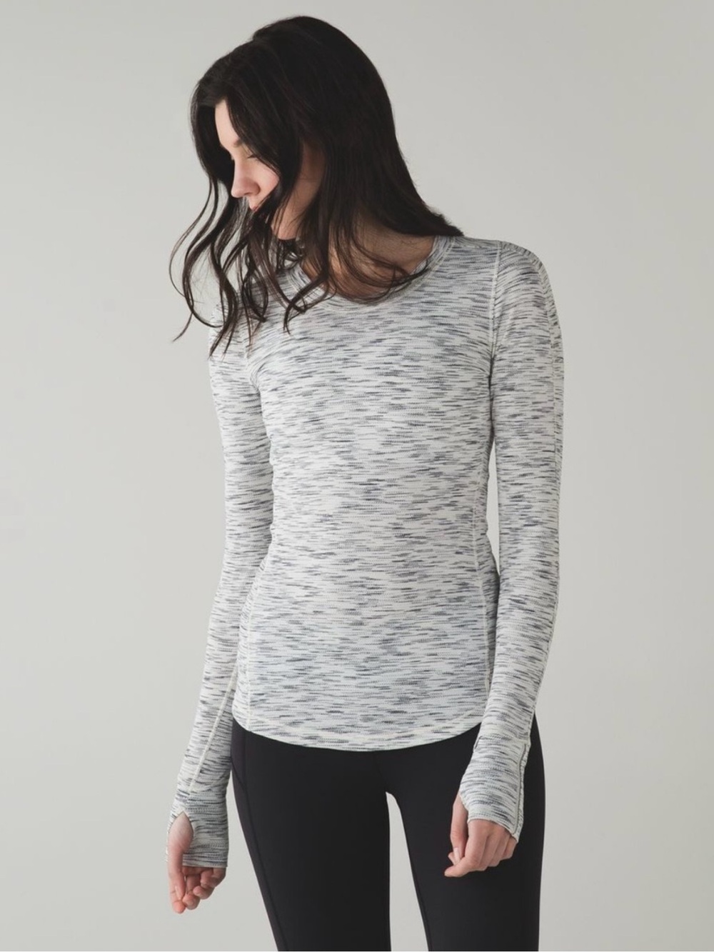 Lululemon Long Sleeve 6 Small Tiger Space Dye Black White